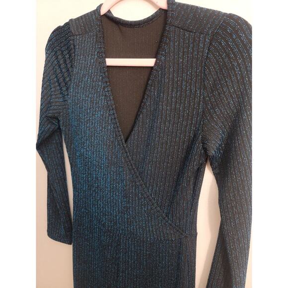 Women's Joslin Glitter Green Wrap V-Neck Midi Pants Size Small - Picture 3 of 5